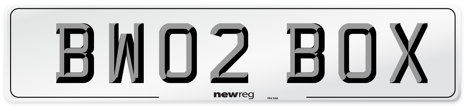 BW02 BOX Number Plate from New Reg